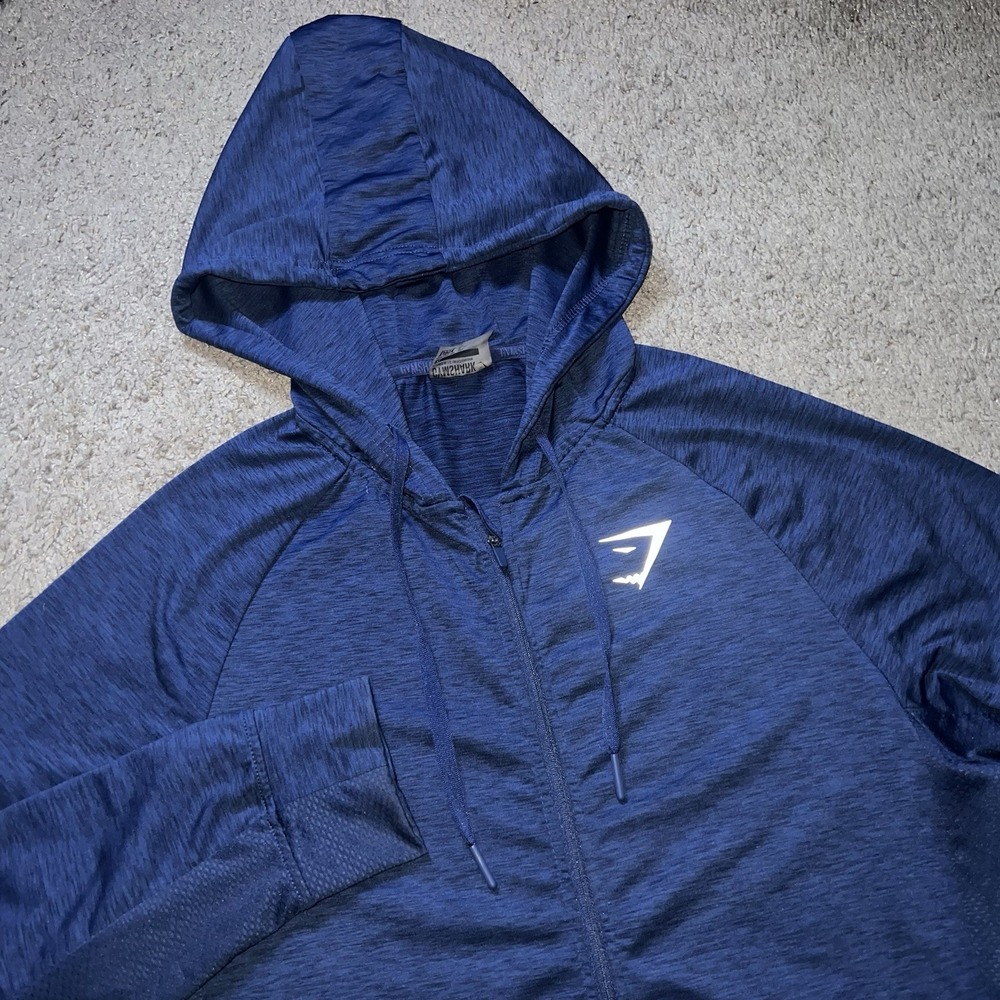 Gymshark Zip Up Hoodie Women XL Blue Gym Workout‎ Training